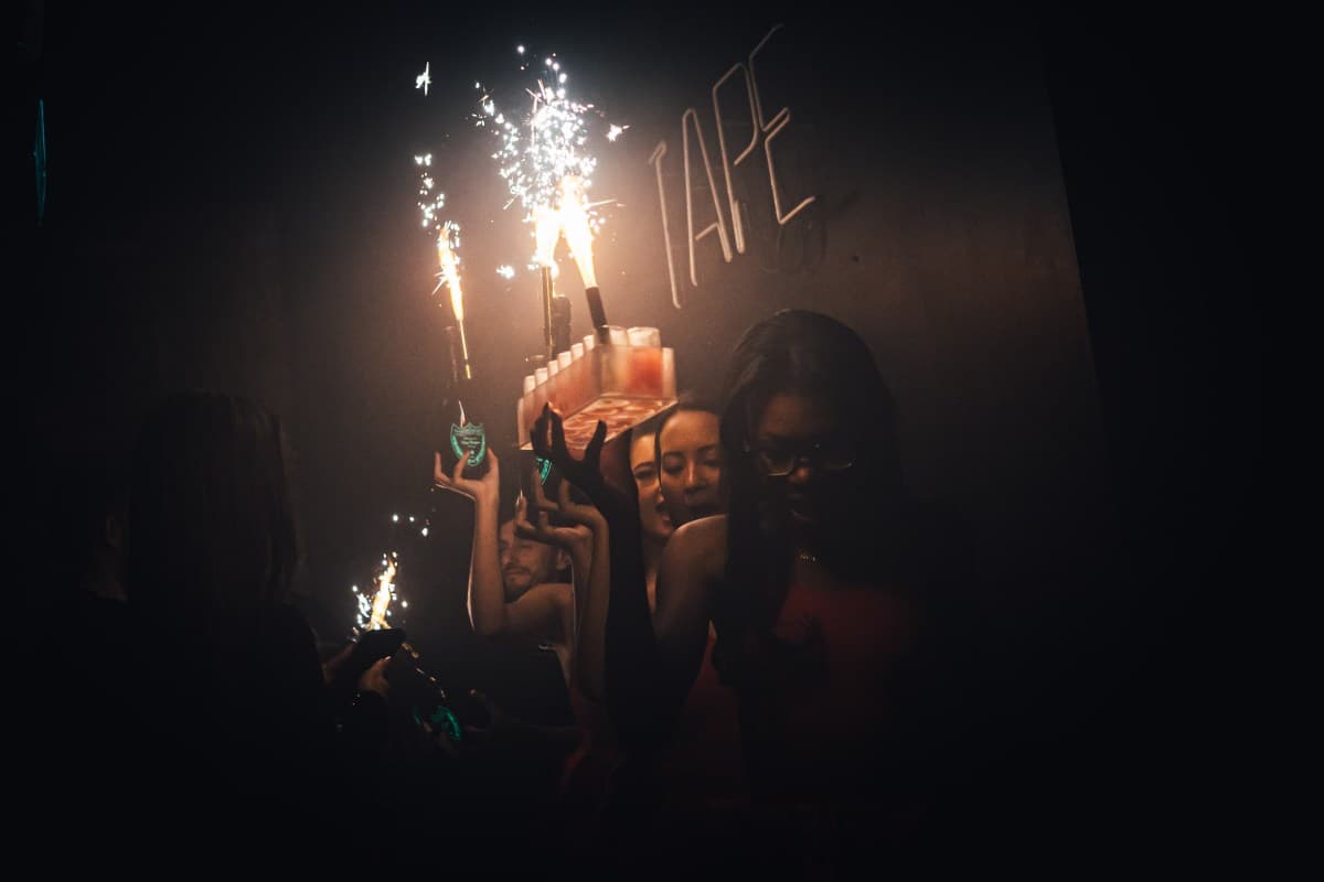 Queue outside a London nightclub with guests arriving before last entry