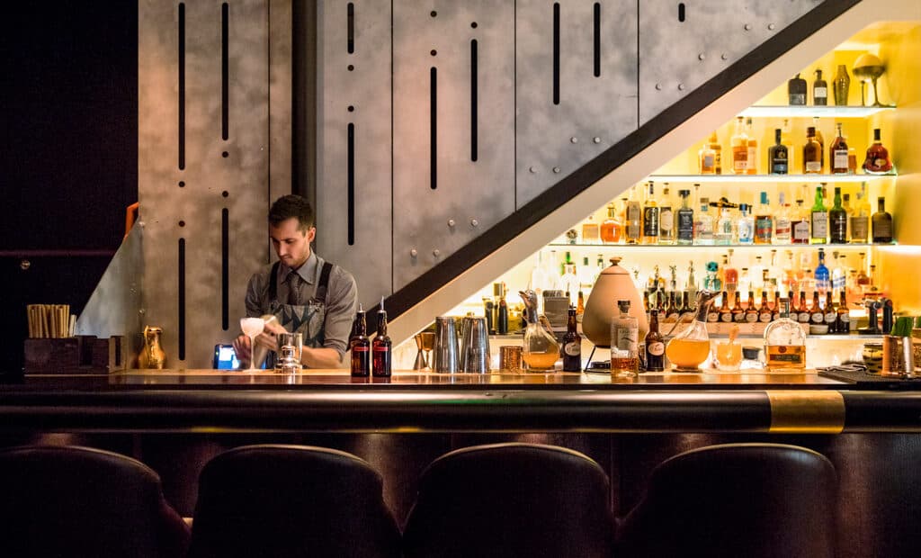 Elegant cocktail bar near Tabu London ideal for pre-drinks in Mayfair